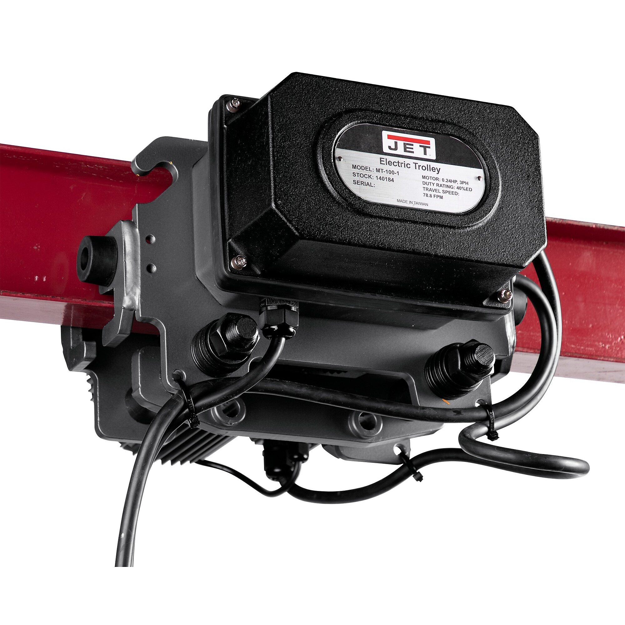 JET, Electric Trolley, Capacity 4000 lb, Style Motorized Trolley, Max. Beam Height 4.92 in, Model# 140187